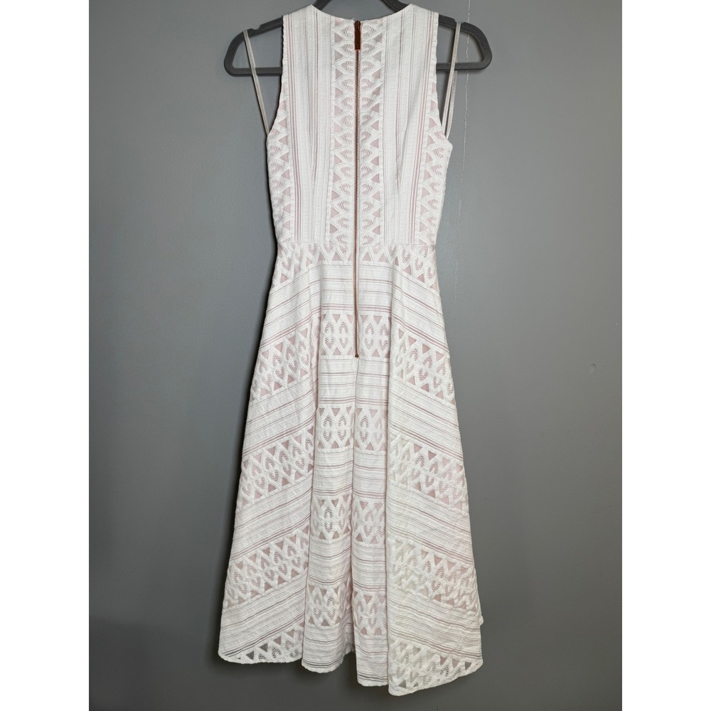 Ted‎ Baker Reinaa White Lace Midi Dress Pink Rose Gold Zip Size 0 WS7W GD3P - Picture 5 of 10
